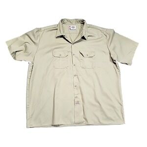 Vintage Dickies Workwear Tan Button-Up Long-Sleeve Workwear Flannel Men's 4XL